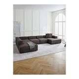 S Home Design Concept Frida 5 Modül Pofidik Modüler Kanepe Xl Köşe Koltuk Takımı Sol Köşe, Nubuk Acı Kahve