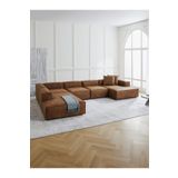 S Home Design Concept Frida 5 Modül Pofidik Modüler Kanepe Xl Köşe Koltuk Takımı Sol Köşe, Nubuk Kahverengi