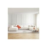 S Home Design Concept Frida 5 Modül Pofidik Modüler Kanepe XL Köşe Koltuk Takımı, Sol Köşe, Yönsüz Kadife, Kırık Beyaz