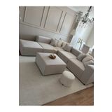 S Home Design Concept Frida 6 Modül Pofidik Modüler Kanepe Köşe Koltuk Takımı, Yönsüz Kadife, Kırık Beyaz 290x265