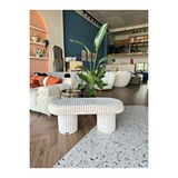 S Home Design Concept Heaven Kalın Fitilli Yumuşak Puf Bench Krem