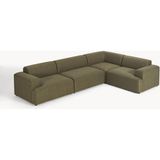S Home Design Concept Molly 4 Modül Köşe Koltuk, Sağ/solköşe, Keten 290X210 - Yağ Yeşili - Sağ Köşe