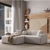 S Home Design Concept Molly Mini 2 Modül Kanepe Köşe Koltuk, Sol Köşe, Yönsüz Kadife Kırık Beyaz 210X145 - Ekru