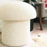 S Home Desıgn Concept Mushroom Mantar Puf, Peluş, Beyaz