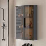 S Kapılı 3 Raflı Duvara Monte Vitrin Dolabı, Mutfak ve Banyo için Delmeden Kurulum, Makyaj ve Ev Aksesuarları, Slishly Home Solut, B-50 x 15 x 60 cm/19,7 x 5,9 x 23,6 inç