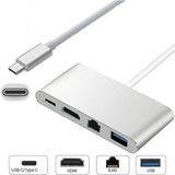 S Line Type C To HDMI RJ45 USB Çevirici 3in1 - Gri