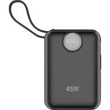 S-Link G450 20000MAH PD45W+QC3.0 Dahili Kablolu Siyah LCD Taşınabilir Pil Şarj Cihazı Powerbank