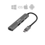 S-LINK Macbook Uyumlu 4 in 1 Gri Metal Type-C to 2*USB USB-C Type-c Çevirici Dönüştürücü SWV-USBC024