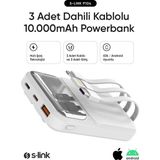 S-link P104 10000mAh PRM Dahili Kablolu HSC22.5W+PD20W Beyaz LCD Taşınabilir Pil Şarj Cihazı Powerbank