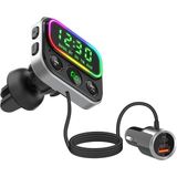 S-Link SL-BT405 Rgb Bluetooth V5.0 Geniş LED Ekran+Tf Kart Çift USB Qc3.0 ve PD18W Hızlı Şarj Fm Transmitter