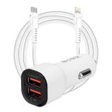 S-link SL-EC35PD 36W PD 3.0 Lightning PD Kablo 3.4A Hızlı Şarj PD 18W + USB QC3.0 Beyaz Araç Hızlı Şarj CihazI