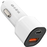 S-Link SL-EC38PD Typec To Typec Kablolu 38W Pd + USB Qc3.0 Beyaz Araç Şarj Cihazı