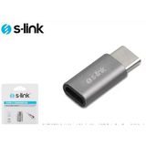 S-link SL-TA25M Gümüş Metal Gövde MicroUSB 5pin F to Type C M Çevirici.