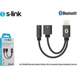 S-Link SL-TA40M Lightning Gri Metal 2in1 Bluetooth Şarj ve Kulaklık Çevirici