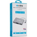 S-Link SL-USB-C58 USB 3.1 To Vga+Hdmı 4k*2k+3.5 Jack Çevirici Metal - Beyaz
