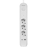S-Link Spg3-Pd20 Pd20W H05Vv-F 3G1.0Mm, 1.5M 3 Lü 306 J Akım Korumalı Beyaz + Gri Priz - Beyaz - Gri