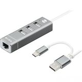 S-Link SW-U222 Swapp Type-C USB 2.0 10-100 Mbps 3 Port USB Ethernet Adaptör