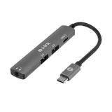 S-Link SWV-USBC024 4 in 1 Type-C Adaptör, Gri Metal USB-C Çoklayıcı, 2x USB 2.0 + USB-C + 3.5mm AUX Portlu Type-C Hub, Laptop Tablet PC MacBook İçin Kulaklık Mouse Klavye USB Bellek Bağlantı Adaptörü