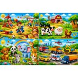 S-Online Ahşap+Eva Eğitici Yapboz 12 Parça Puzzle 4'lü Set Montessori Zeka ve Motor Beceri Geliştirici Oyuncak