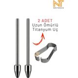S-Pen Titanyum Aşınmayan Yedek Kalem Uç ve Çıkarma/takma Aparat (2 Adet) Tüm S-Pen Modeller ile Uyumlu - Antrasit