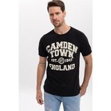 S-Ponder Erkek Camden Town Tasarımlı Bisiklet Yaka %100 Pamuklu Tişört - Siyah - XL