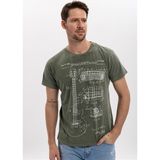 S-Ponder Erkek Gitarın Matematiği Tasarımlı Bisiklet Yaka %100 Pamuklu Tişört - 2XL - Haki