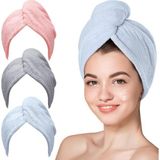 's Saç Havlusu, Premium Mikrofiber Kumaş ile Yüksek Emicilik, Düğmeli Pratik Tasarım, Kadınla - Çok Renkli - 0,6 x 19 x 29 cm