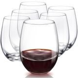 S SALIENT Sapsız Şarap Kadehi 6'lı Set, Elle Üflemeli Kırmızı Şarap Bardakları, Kristal İçme Bardakları Şeffaf Cam Şarap Bardağı, 18oz