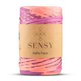 S SENSY Premium Multi Çok Renkli Ebruli 290 Metre Rafya İp Çanta - Supla Raffia Kağıt Ipi (Pembe)