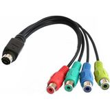 S-Video 7 Pin Erkek To 4 Rca Dişi Dönüştürücü Adaptör