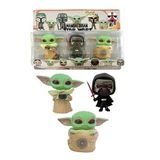 S.Wars The Mandalorian Grogu Baby Yoda Kylo Ren Pop Stil 3lü Koleksiyon Karakter Figür Oyuncak Seti (Yeşil)