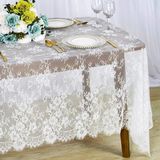 's Yemek Masası Için Masa Örtüsü, 150X300CM Keten Dekor, Beyaz Dantel Detaylı Örtü, Düğün, Akşam Daveti, Çay Saati ve Özel Etkinliklere Uygun Masa Süs - Çok Renkli