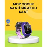 S10 Akıllı Çocuk Saati Mor Tasarım Adımsayar Alarm Fonksiyonlu