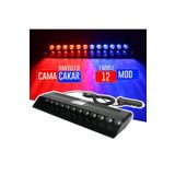 S12 Cam İçi Vantuzlu Polis Çakar 12 Ledli Kırmızı Mavi Çakmaklık Girişli