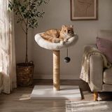 S2 Kedi Tırmalama Tahtası Oyun Evi Silinebilir Kumaş Lüks Geniş (30CM) - Beyaz