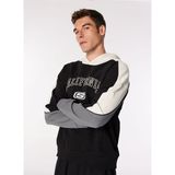 S242090-001 LW Fleece Regular Hoo Siyah Erkek Kapüşon Yaka Baskılı Sweatshirt