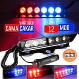 S6 Mini Polis Çakar Araç İçi Vantuzlu Lamba Kırmızı-mavi 21x12x6