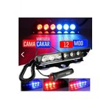S6 Polis Cakar Lamba Cam Ici Vantuzlu 6 Led Kirmizi Mavi Cakmaklik Girisli 12 Mod Polis Lamba