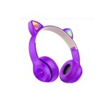 S9 SAMSUNG - S10 - S20 - S20FE - S21 SAMSUNG UYUMLU P47M MOR KEDİLİ BLUETOOTH KULAKLIK