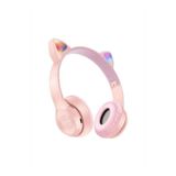 S9 SAMSUNG - S10 - S20 - S20FE - S21 SAMSUNG UYUMLU P47M PEMBE KEDİLİ BLUETOOTH KABLOSUZ KULAKLIK