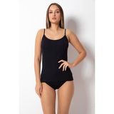 Saac 2 Adet Siyah 100 % Pamuk Penye Ribana Düz Biyeli Ip Askı Atlet- 205 - 001-Siyah - 2XL