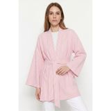 Saade Kadın Dikey Çizgili Geniş Kollu Şık Yazlık Relaxed Kimono