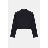 Saade Siyah Kruvaze Crop Blazer Ceket Kadın Rahat Yumuşak %86 Polyester %14 Elastan - 38