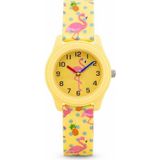 Saattino Flamingo ve Ananas Desenli Kız Çocuk Kol Saati Sarı Rakamlı Saat ST-304427