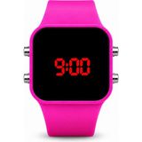 Saattino Fuşya Pembe Silikon Kordonlu Kırmızı LED Ekranlı Kadın Dijital Kol Saati ST-304460 - Pembe - Fuşya
