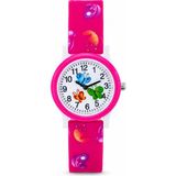 Saattino Kelebek Desenli Pembe Kız Çocuk Kol Saati Analog Saat ST-304418