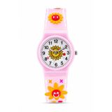 Saattino Kız Çocuk Pembe Çiçek Desenli Silikon Kordon Analog Kol Saati ST-304441