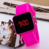 Saattino Pembe Kare Dijital Led Ekran Pembe Silikon Kordonlu Bayan Saat ST-303620