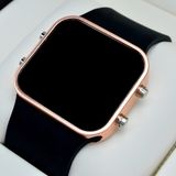 Saattino Siyah Silikon Kordonlu Rose Metal Kasa Unisex Model Dijital Saat ST-303567