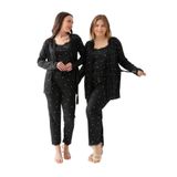 Sabahlıklı Dantel Detaylı Pegasus Kadın Pijama Takımı-Çeyizlik Takım- Geniş Beden Aralığı Siyah 6XL